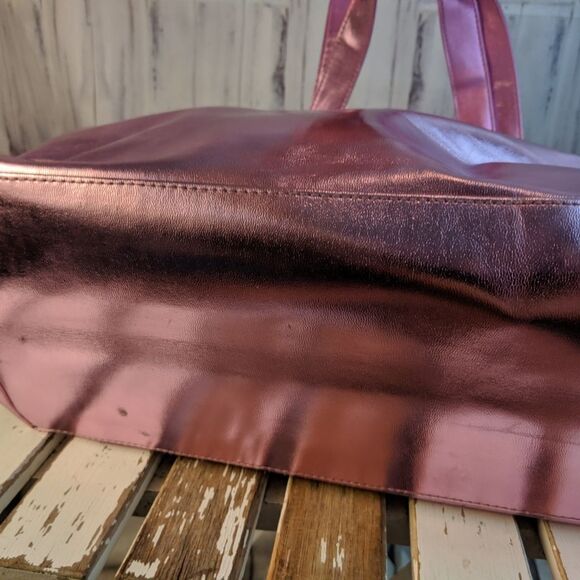 Pink Metallic beach tote bag handbag shoulder girl - Picture 5 of 7
